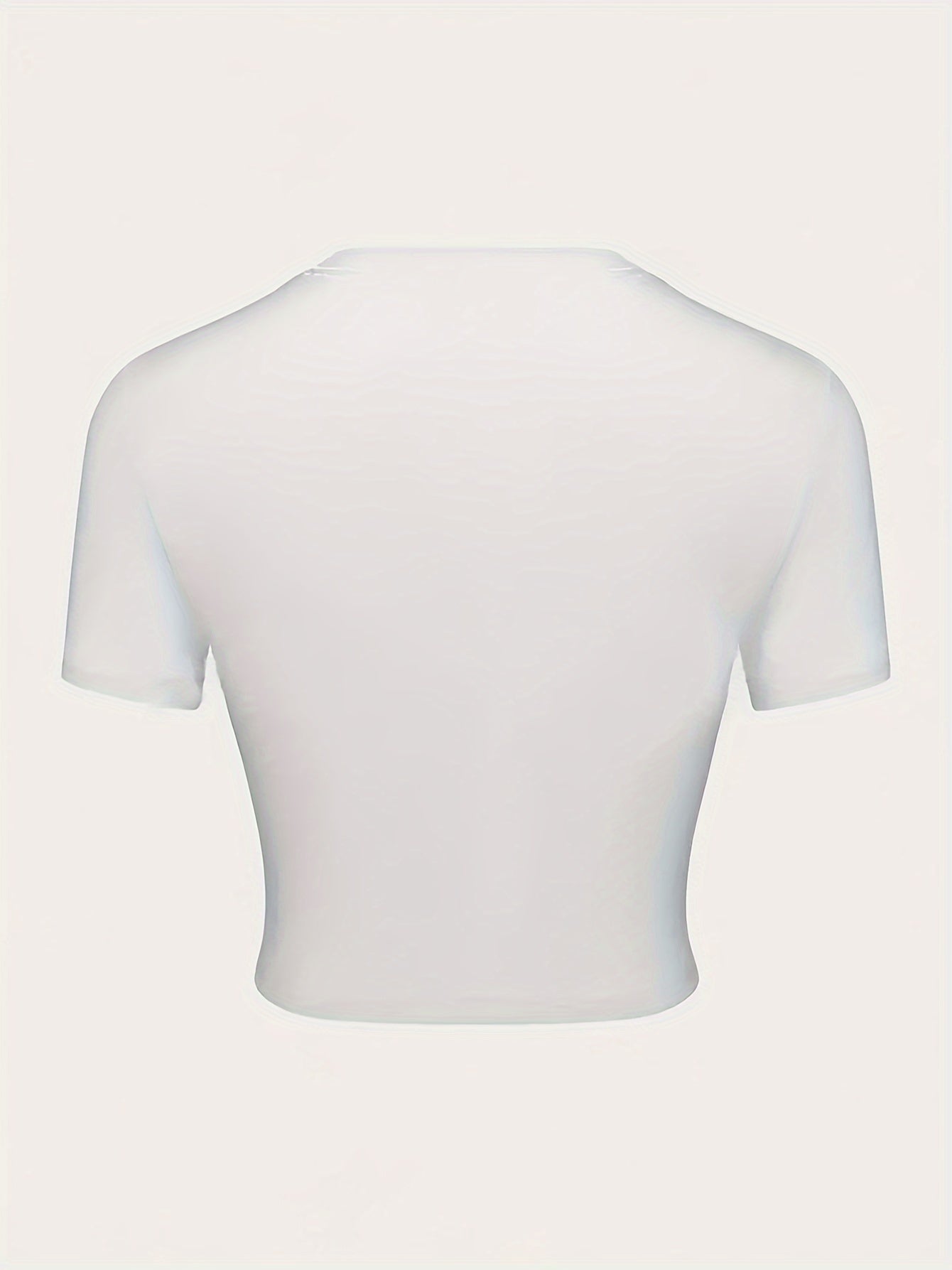 1pc Women'S Floral Print Polyester Crop Top T-Shirt - Casual Crew Neck Short Sleeve Knit Fabric Summer Tee